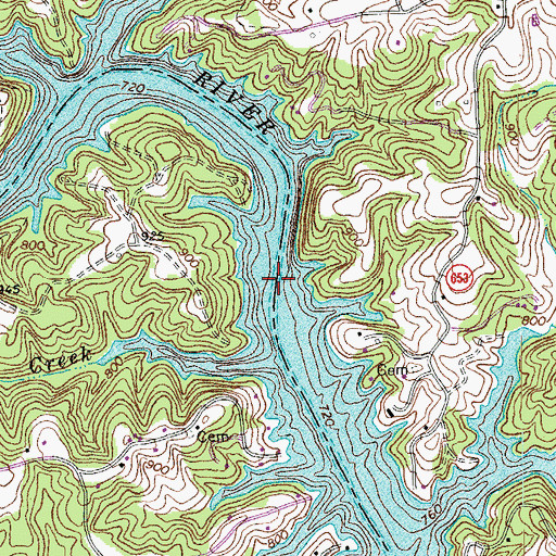 Topographic Map of Carters Island Ford, VA