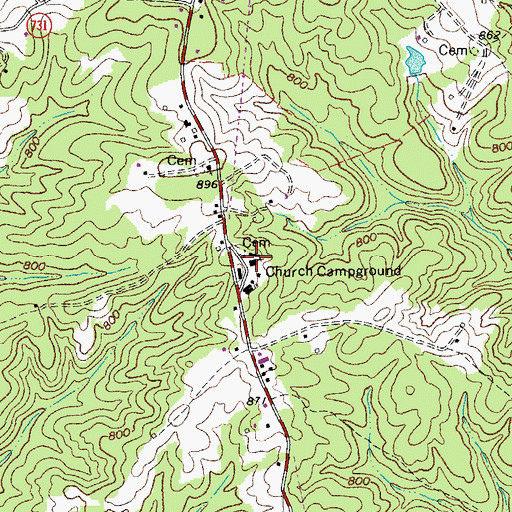 Topographic Map of Church of God, VA
