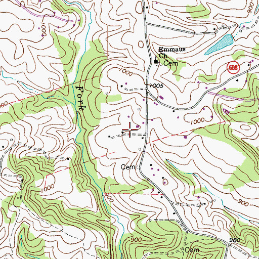 Topographic Map of Emmaus School (historical), VA