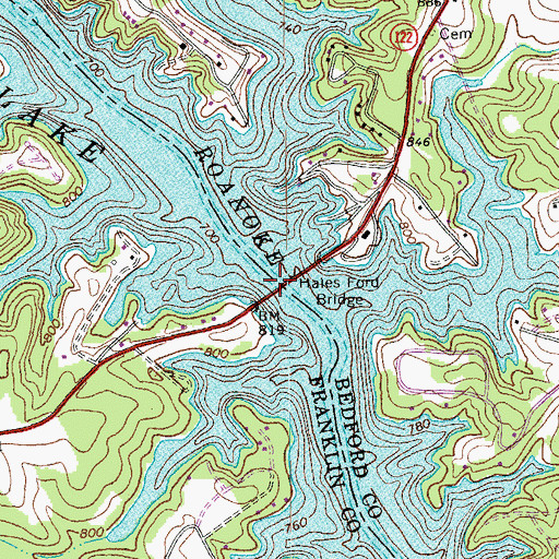Topographic Map of Hales Ford, VA