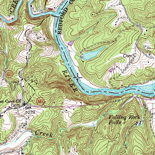 Topographic Map of Horns Ford, VA
