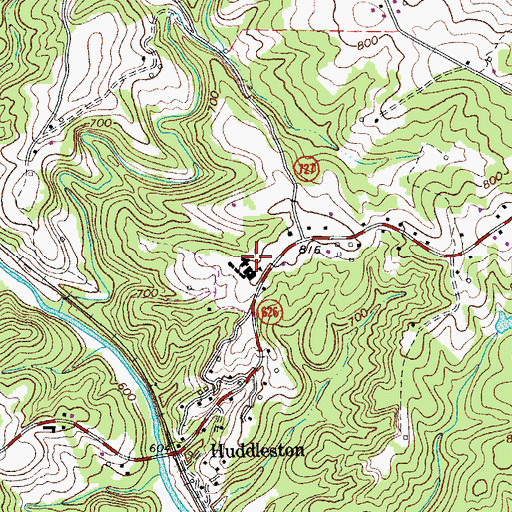 Topographic Map of Huddleston Elementary School, VA