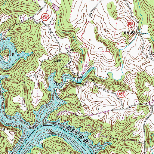 Topographic Map of Meadows Mill (historical), VA