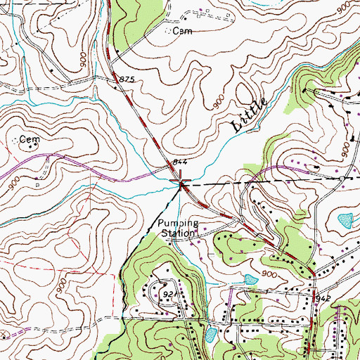 Topographic Map of Middle Fork Little Otter Creek, VA