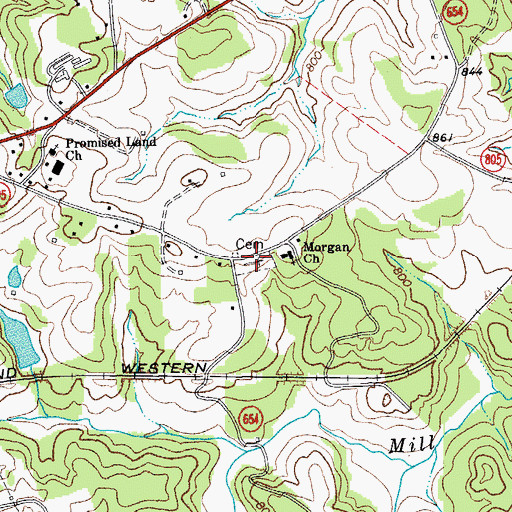 Topographic Map of Morgans Church Cemetery, VA