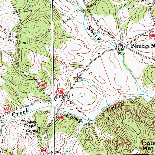Topographic Map of Mount Joy Church (historical), VA