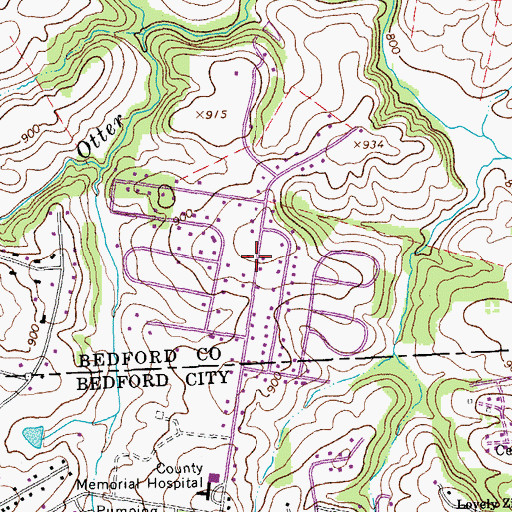 Topographic Map of North Hills, VA