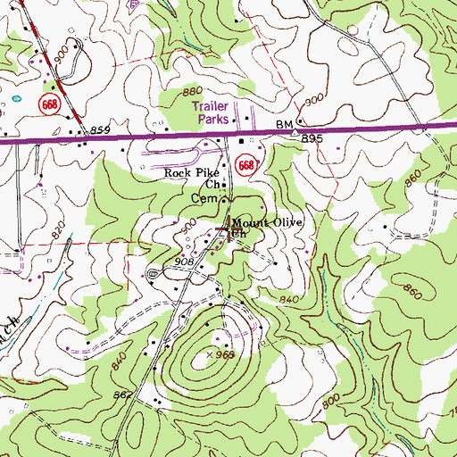 Topographic Map of Oak Mountain School (historical), VA