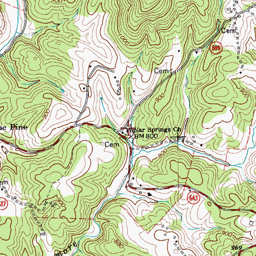 Topographic Map of Popular Springs School (historical), VA