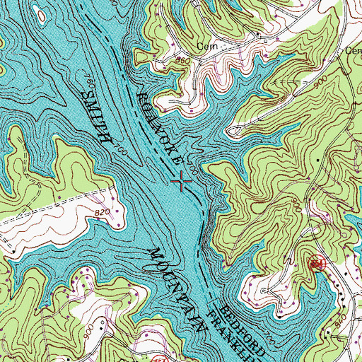 Topographic Map of Radfords Ford, VA