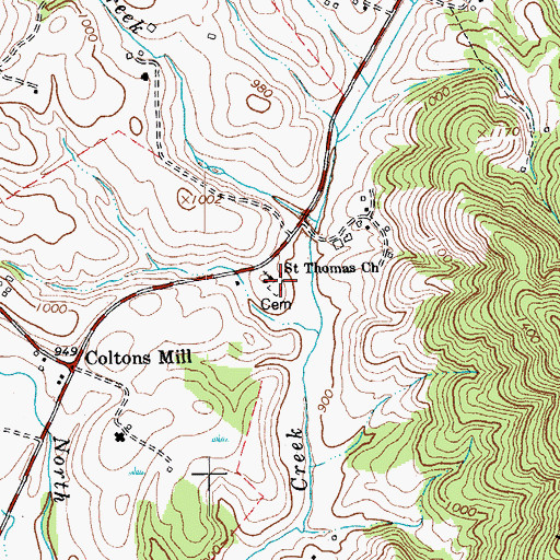 Topographic Map of Saint Thomas Episcopal Church Cemetery, VA