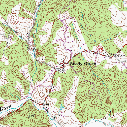 Topographic Map of Shady Grove Church, VA