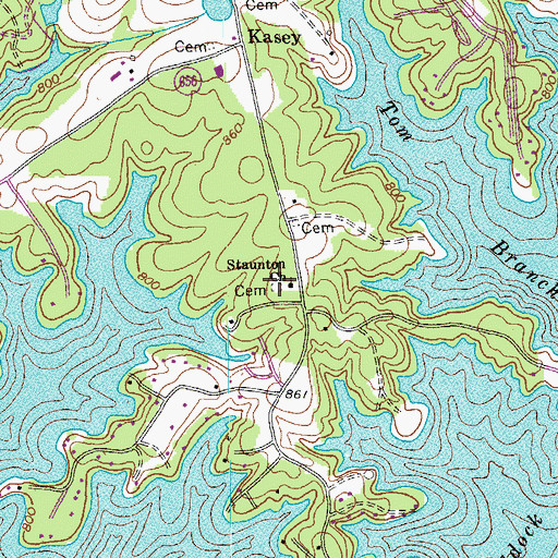 Topographic Map of Staunton Cemetery, VA