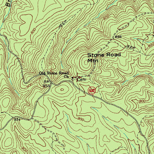 Topographic Map of Stone Road Cemetery, VA