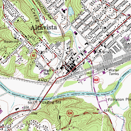 Topographic Map of Altavista Post Office, VA
