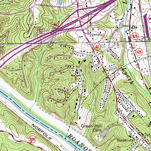 Topographic Map of Beverly Heights, VA