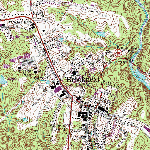 Topographic Map of Brookneal Elementary School, VA