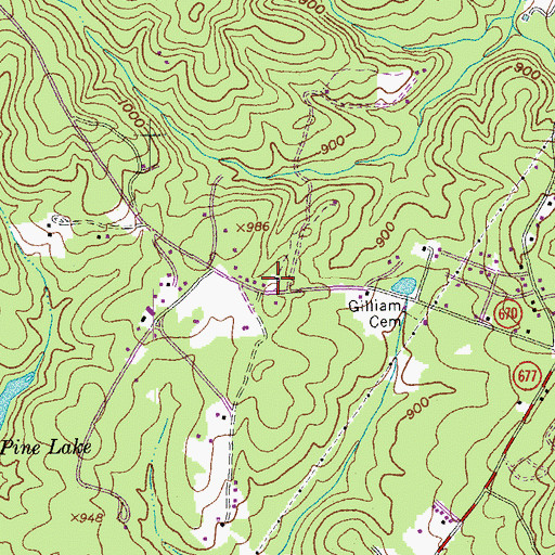 Topographic Map of Candler Mountain School (historical), VA