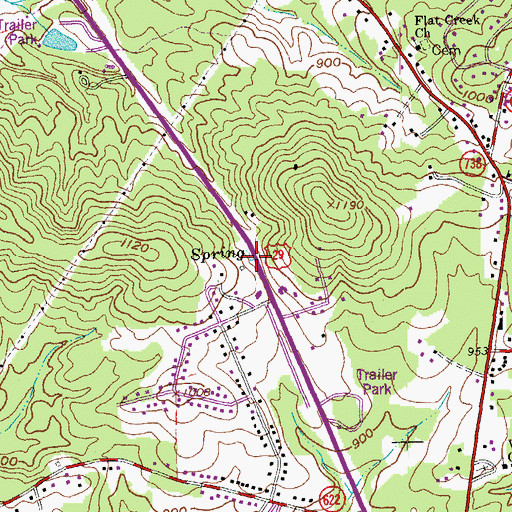 Topographic Map of Cool Spring, VA