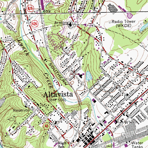Topographic Map of First Baptist Church, VA