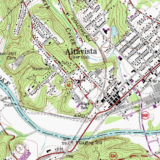 Topographic Map of First Baptist Church, VA