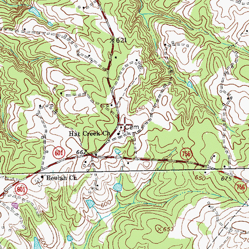 Topographic Map of Hat Creek School (historical), VA
