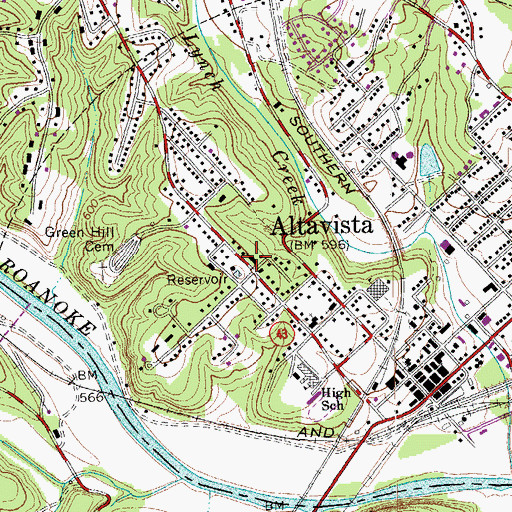 Topographic Map of Lane Memorial United Methodist Church, VA