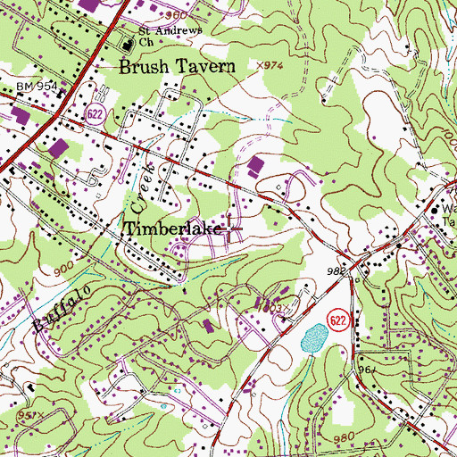 Topographic Map of Locust Gardens Mobile Home Park, VA