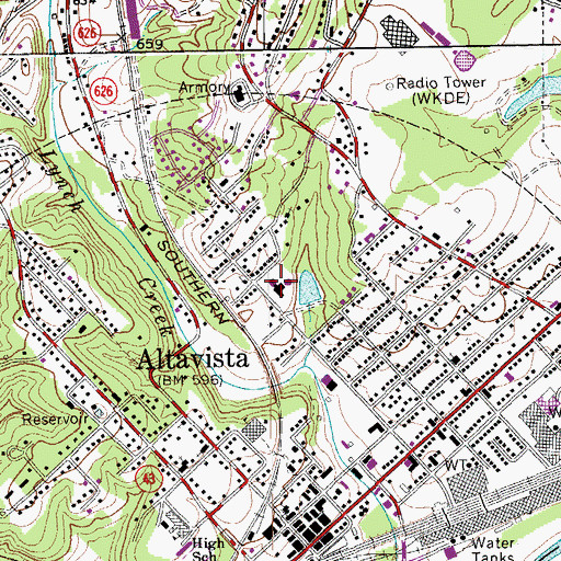 Topographic Map of Moseley Heights Elementary School, VA