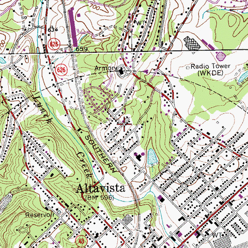 Topographic Map of Moseley Heights, VA