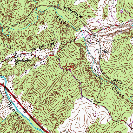 Topographic Map of Mount Athos School (historical), VA