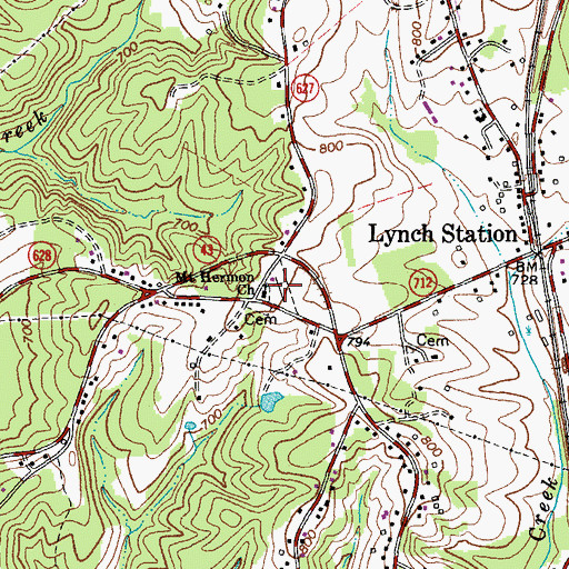 Topographic Map of Mount Hermon Cemetery, VA
