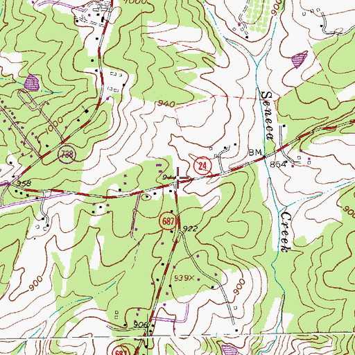 Topographic Map of Oak Grove, VA
