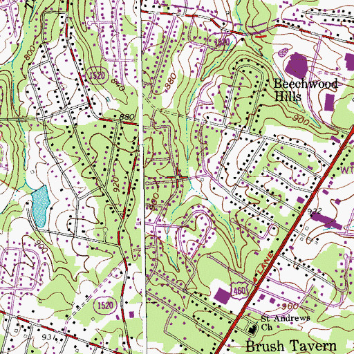 Topographic Map of Powhatan, VA