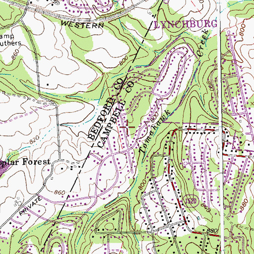 Topographic Map of Rainbow Forest, VA