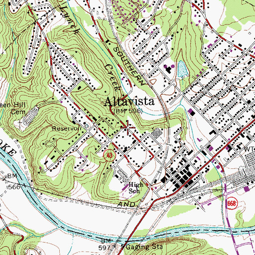 Topographic Map of Saint Peters Episcopal Church, VA