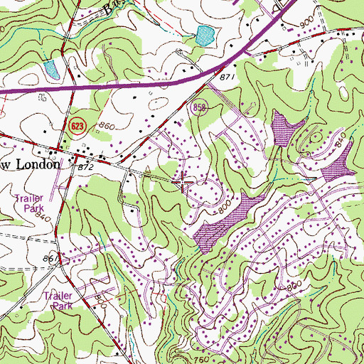 Topographic Map of Sandy Acres, VA
