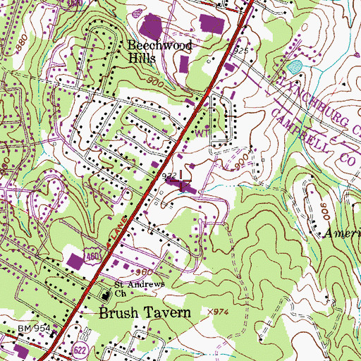 Topographic Map of Timbrook Square Shopping Center, VA
