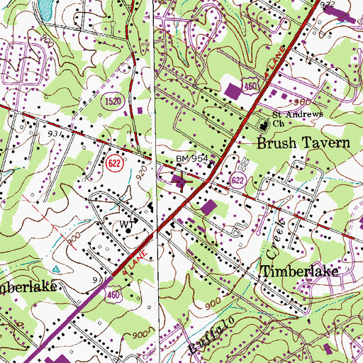 Topographic Map of Waterlick Plaza Shopping Center, VA