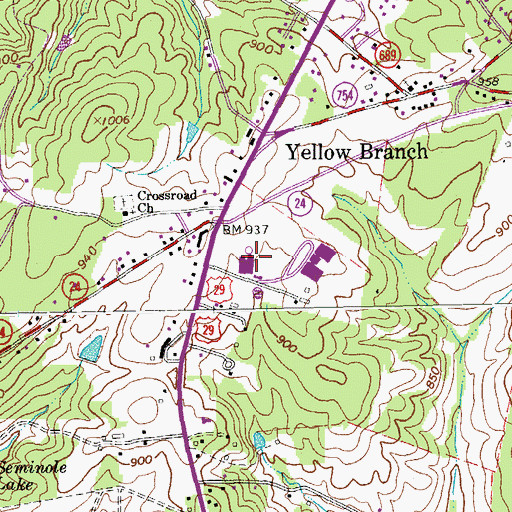 Topographic Map of Yellow Branch Elementary School, VA