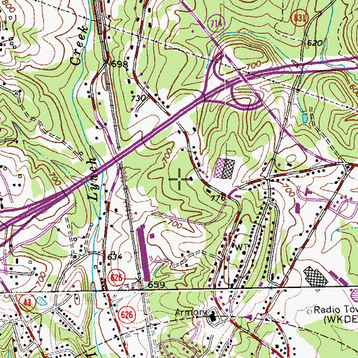 Topographic Map of Town of Altavista Industrial Park, VA