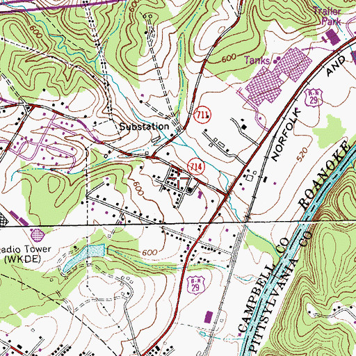 Topographic Map of Valley View Heights, VA