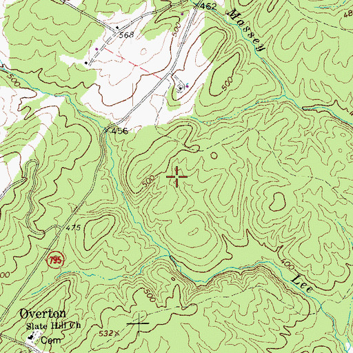 Topographic Map of Ash Lawn Cemetery, VA