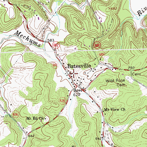 Topographic Map of Batesville United Methodist Church, VA