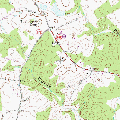 Topographic Map of Burning Daylight Farm, VA