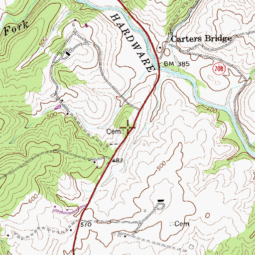Topographic Map of Carter Hill Church (historical), VA