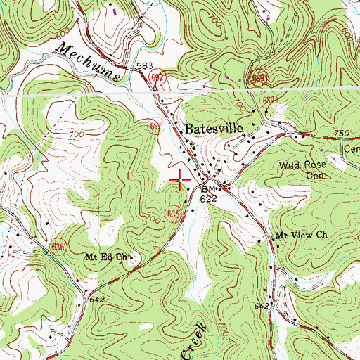 Topographic Map of Castlebrook, VA