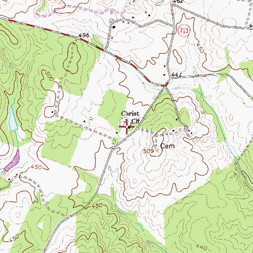 Topographic Map of Christ Church Cemetery, VA