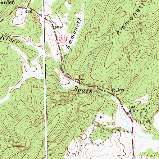 Topographic Map of Cockes Mill (historical), VA