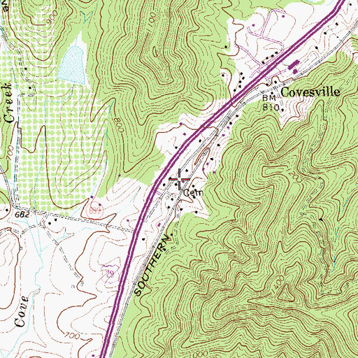 Topographic Map of Cove Presbyterian Church, VA